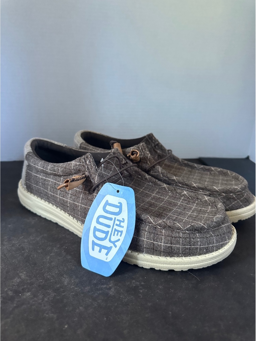 HEY DUDE Wally Plaid Corduroy Mole Brown Multi Men’s Size 12 44326-21D